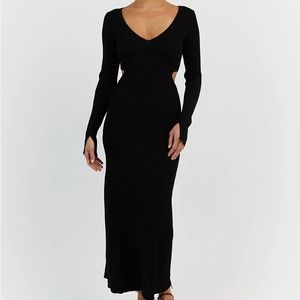 DISSH SUTHERLAND BLACK SLEEVED MIDI DRESS - M / BLACK